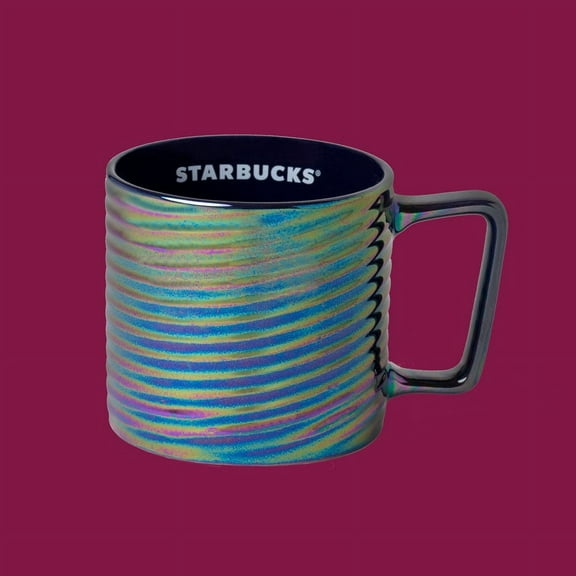 STARBUCKS 12 oz Rainbow Luster Swirl Coffee Ceramic Mug Cup