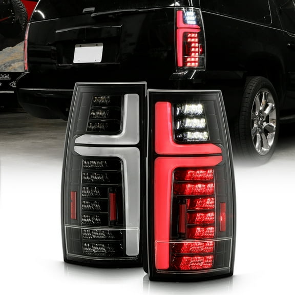 For 2007-2013 Chevy Suburban Tahoe Yukon Black Full LED TaiL Lights Brake Lamps