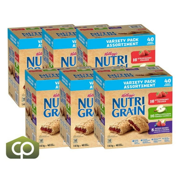 Kellogg's Barres Nutri-Grain Assortiment - 40 Barres x 37g (6/boîte)