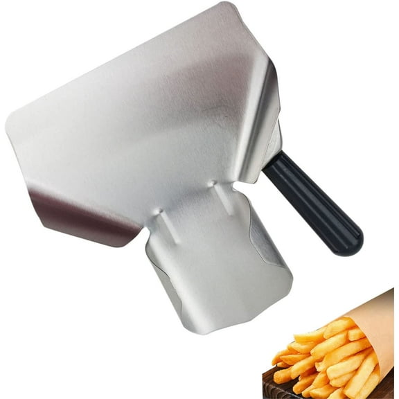 Stainless Steel Popcorn Scoop for Popcorn Machine, Commercial French Fry Bagger Scooper, Speed Scoop Shovel- for Potato Chips, Snacks, Ice, Dried Nuts, Popcorn Bar (Right Handle)