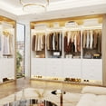 thumbnail image 3 of Homieasy 8ft Closet System with Wooden Drawers and Hanging Rods (Set of 4), White, 3 of 8