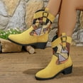 thumbnail image 6 of Mostsola Suede Cowboy Boots for Women Chunky Heel Mid Calf Boots Leopard Print Riding Boots, 6 of 9