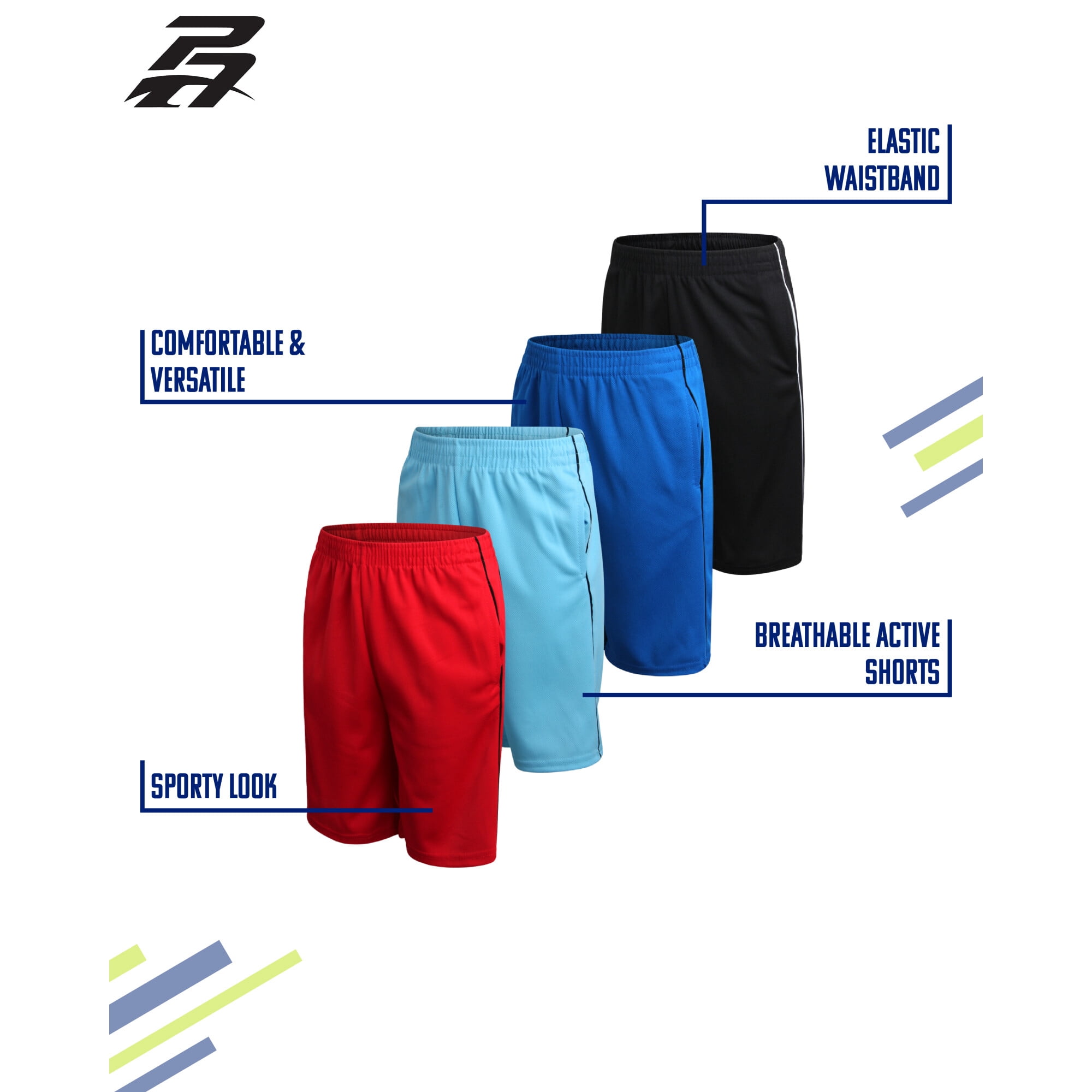Pro Athlete Boys Athletic Shorts - 4 Pack Quick Dry Mesh Basketball Gym Shorts for Boys (5-16)