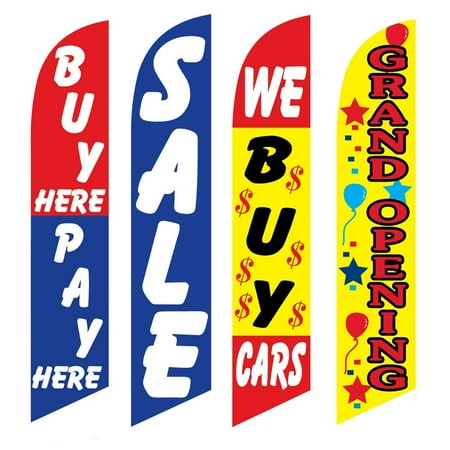 4 Advertising Swooper Flags Buy Pay Here Sale We Buy Cars Grand Opening