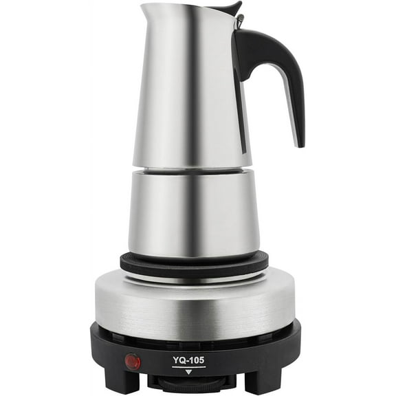 Stainless Steel Stovetop Espresso Maker, 4 Cups Moka Pot Induction Espresso Pot, 500W Italian Coffee Maker Percolator, Stainless Steel Espresso Pots