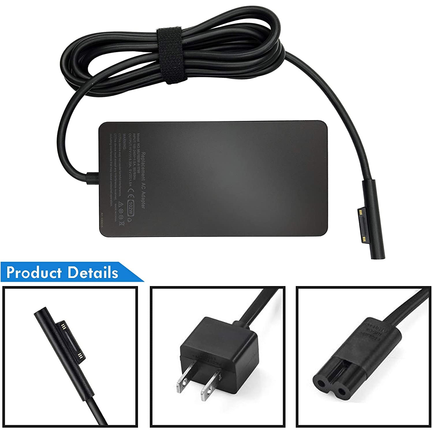 102W Laptop Charger AC Adapter For Surface Book 2 Book 3 Surface Pro X Pro 7 Pro 6 Pro 5 Pro 4 Pro 3 Surface Laptop 1/ 2/ 3/ 4 Surface Go 1/ 2 Notebook Power Supply 15V 6.33A
