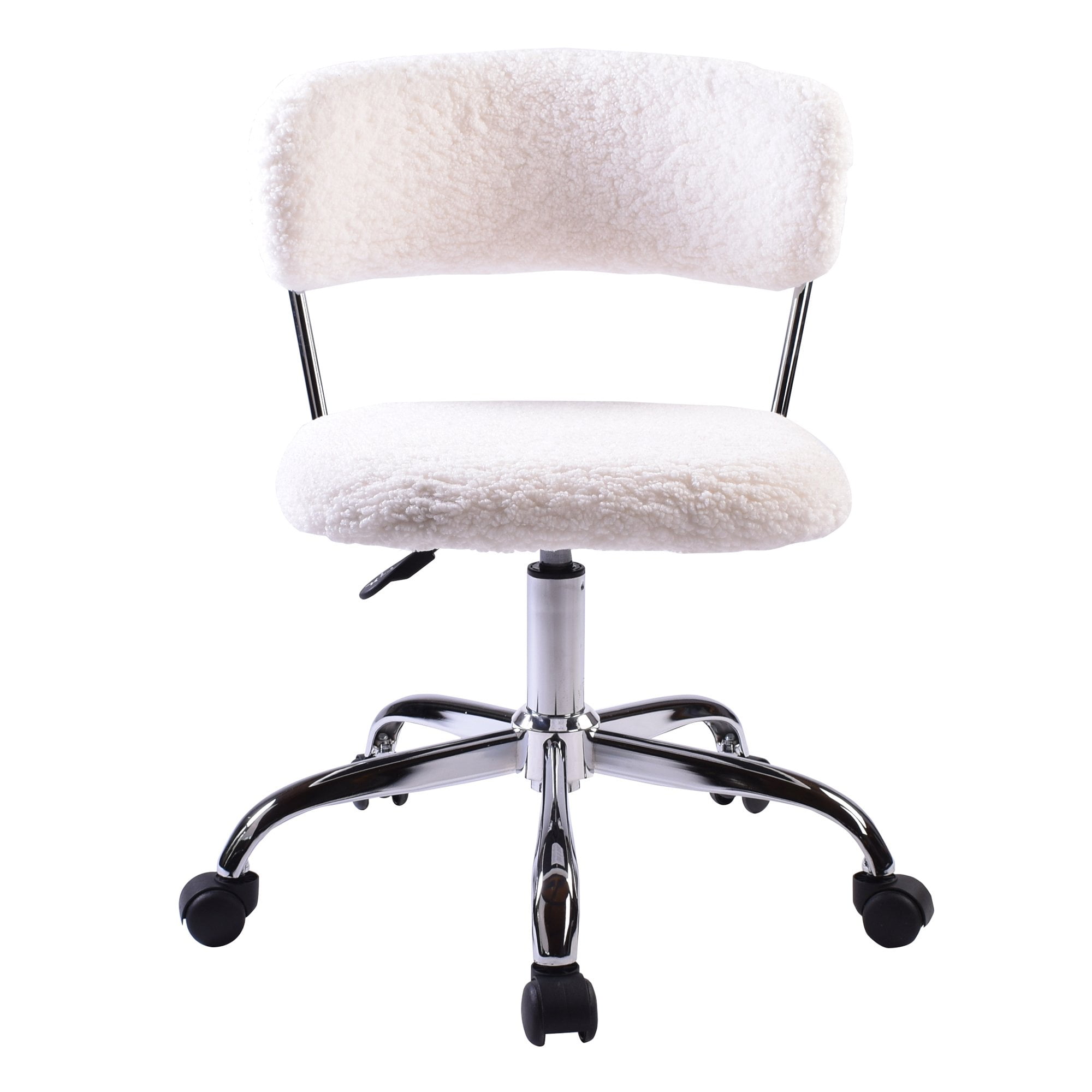 Details about   Pink Faux-fur Chrome Base adjustable Office Chair Metal frame with Chrome base 