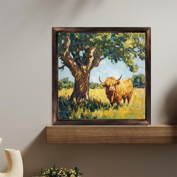 Highland Cow And Tree Art Wooden Sign Wall Plaque - Vintage Art Decoration, Wall Decoration - Ideal Gift For Home Decoration, Living Room, Bathroom, Bedroom, Garden, Dining, Bar, Cafe, Festival Par
