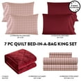 thumbnail image 3 of Dearfoams Burgundy Velvet Plush 7 Piece Quilt Bedding Set with Sheets, King, 3 of 7