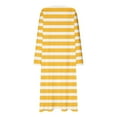 thumbnail image 4 of SuTry Women's Oversize Long Gown Pajamas Trendy for Fall Long Sleeve Stripe Contrast Color Comfortable Pajamas for Home Homewear(Yellow#4,4XL), 4 of 5
