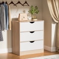 thumbnail image 6 of 3 Drawers Dresser with Fabric PU Drawer, Organizer Dresser with Wood Frame , Small Chest of Drawers for Closet, Living Room, Hallway, Bedroom Oak, 6 of 8