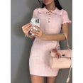 thumbnail image 2 of Women'S Dress Casual Short Sleeve Knit A Line Midi Summer Breathable Dress for Women Pink L, 2 of 7
