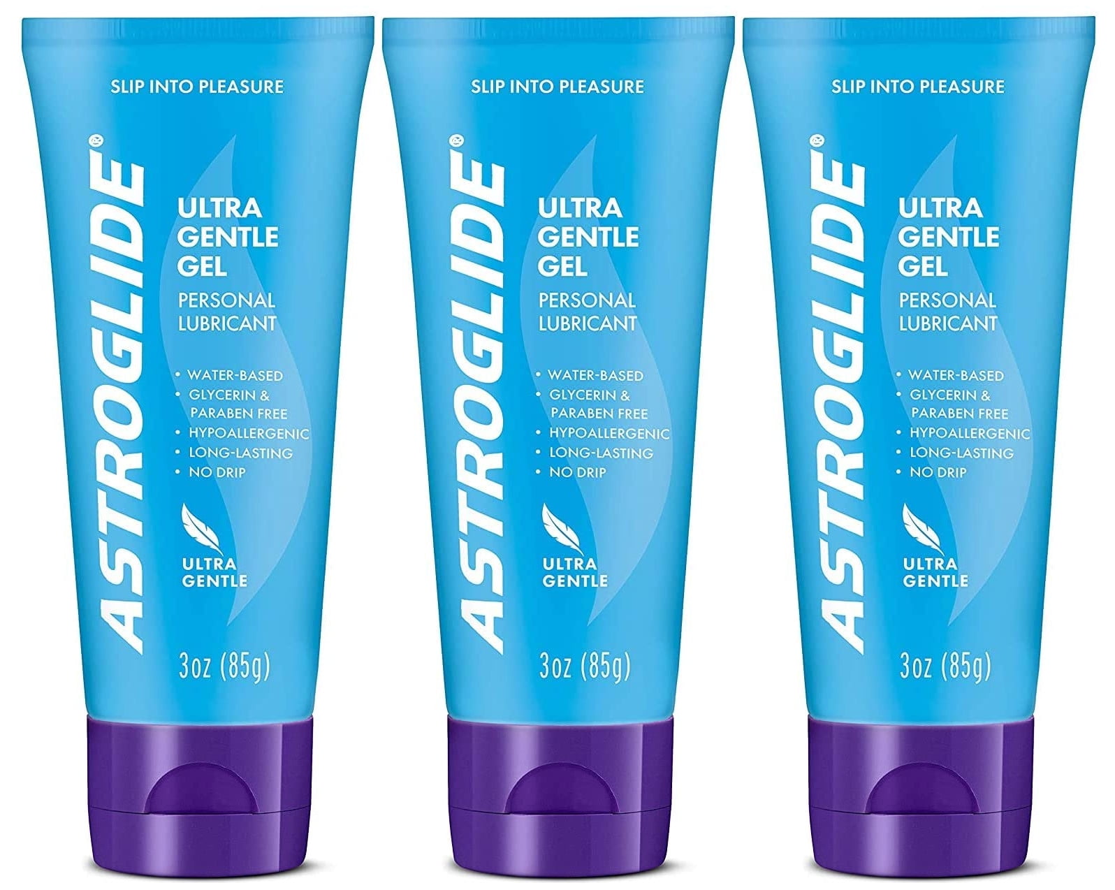 Astroglide Personal Lubricant Sensitive Skin Ultra Gentle Gel, Water Based - 3 oz, 3 Pack