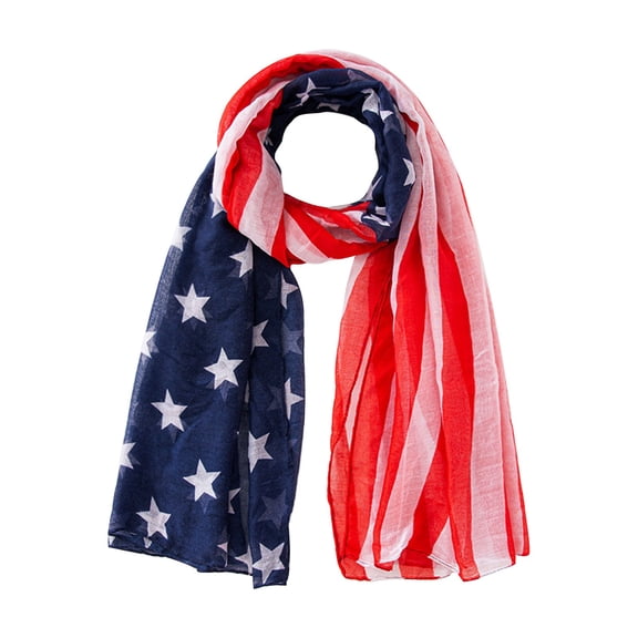 Americana Flag Scarf for Women Men Lightweight Sheer Scarf 4th of July Scarf USA Flag Shawl Long Elegant Flowing Scarf Patriotic Wrap Stars And Stripes Scarf Multiple Styles