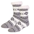 thumbnail image 2 of Womens Sherpa Winter Warm Thermal Non-Skid Fuzzy Slipper Socks - 6-8, Snowflake Grey, 1 Pair, 2 of 7