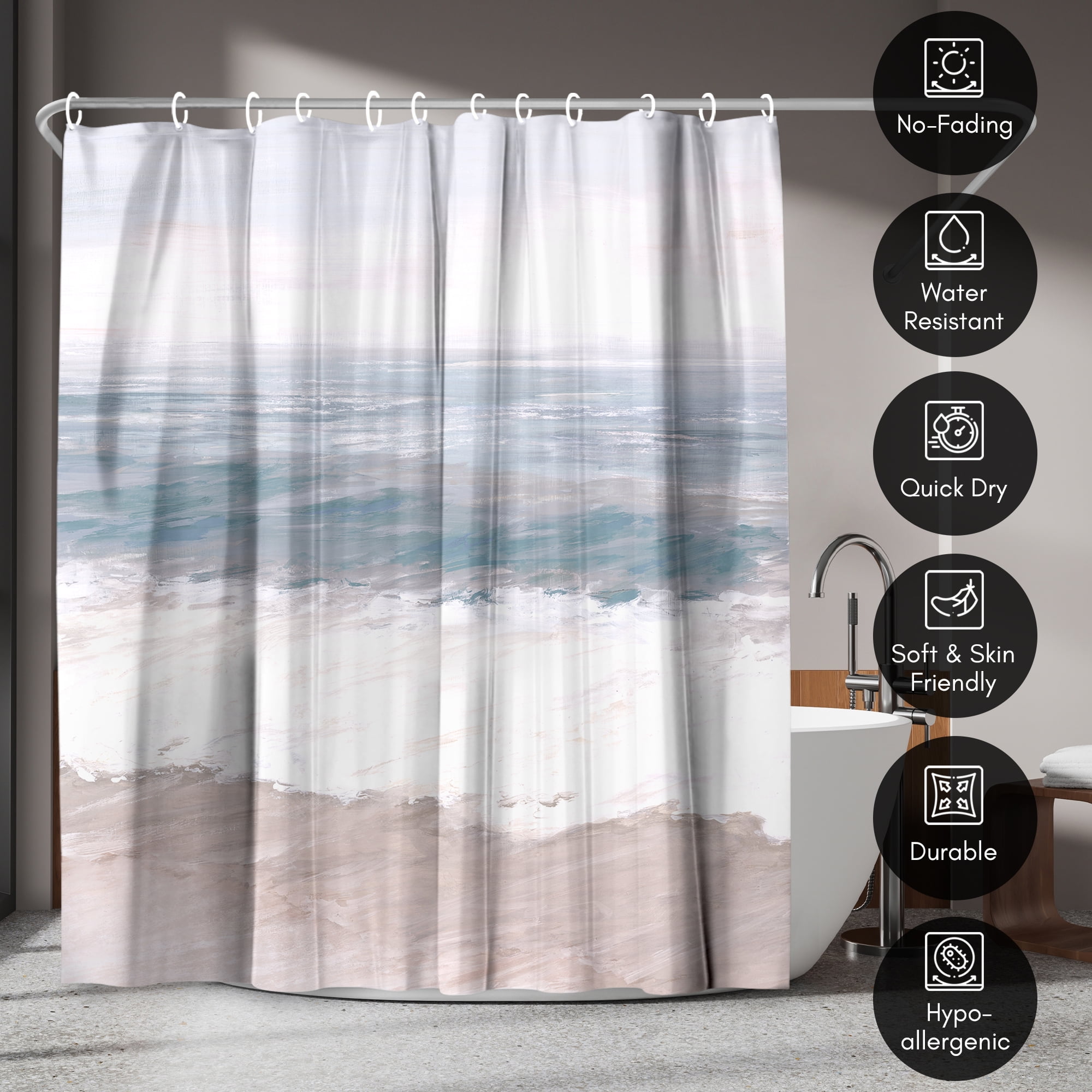 Americanflat 71" x 74" Shower Curtain, Warm Waves by PI Creative Art