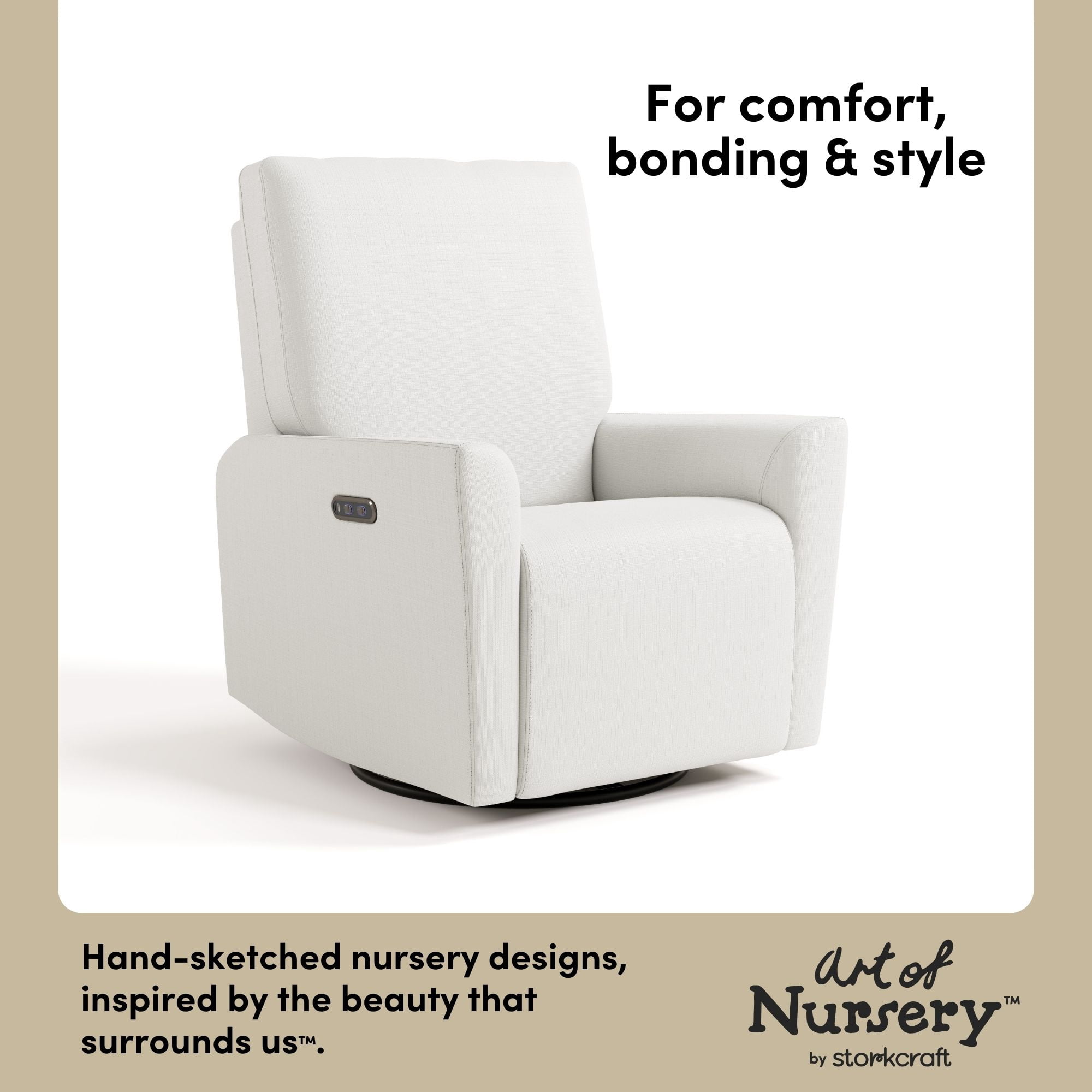 Art of Nursery by Storkcraft Santorini Deluxe Power Recliner Swivel Glider, Ivory Basketweave