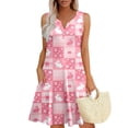 thumbnail image 2 of Minjewel Women's Casual Easter Dress, Loose Fit V-Neck Sleeveless Floral Print Sundress with Pockets, Summer Church Dress, Spring Event, Outdoor Party Wear,Pink M, 2 of 6