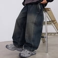 thumbnail image 6 of Boys Pants Solid Print Pocketed Elastic Waist Straight-Leg Denim Pants for Casual Wear Dark Blue 4 Years-5 Years, 6 of 6