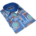 thumbnail image 4 of Men's Sports Shirt by MIZUMI Medallion Printed Soft Feel Short Sleeves M646 Blue, 4 of 10
