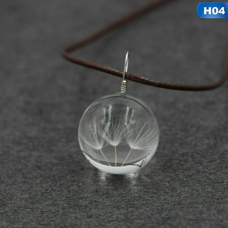 AkoaDa 2019 Glass Ball Dandelion Pendant Necklace Handmade Dried Flowers Necklaces and