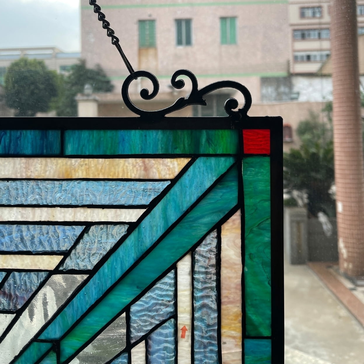 CHLOE Lighting INNES Mission Tiffany-style Stained Glass Window Panel 26" Tall