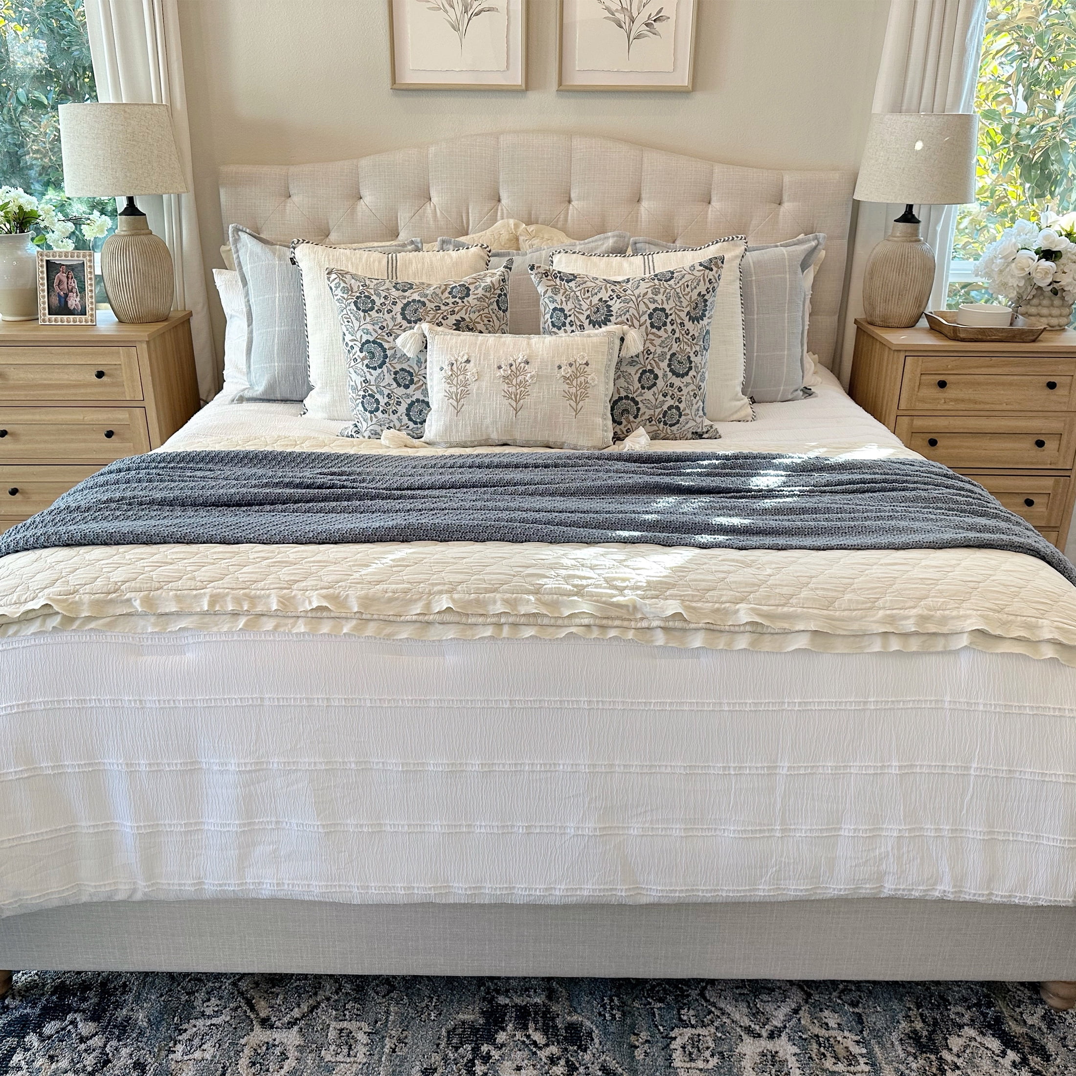 My Texas House Evelyn 3-Piece Bright White Seersucker Comforter Set, King