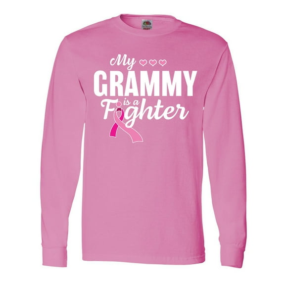 Inktastic Breast Cancer Awareness My Grammy is a Fighter Long Sleeve T-Shirt