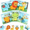 thumbnail image 1 of Juguetes para niños pequeños, rompecabezas de madera para niños, rompecabezas de aprendizaje educativo de 3 años, regalos de juguete para niños, paquete de 6, 1 of 5
