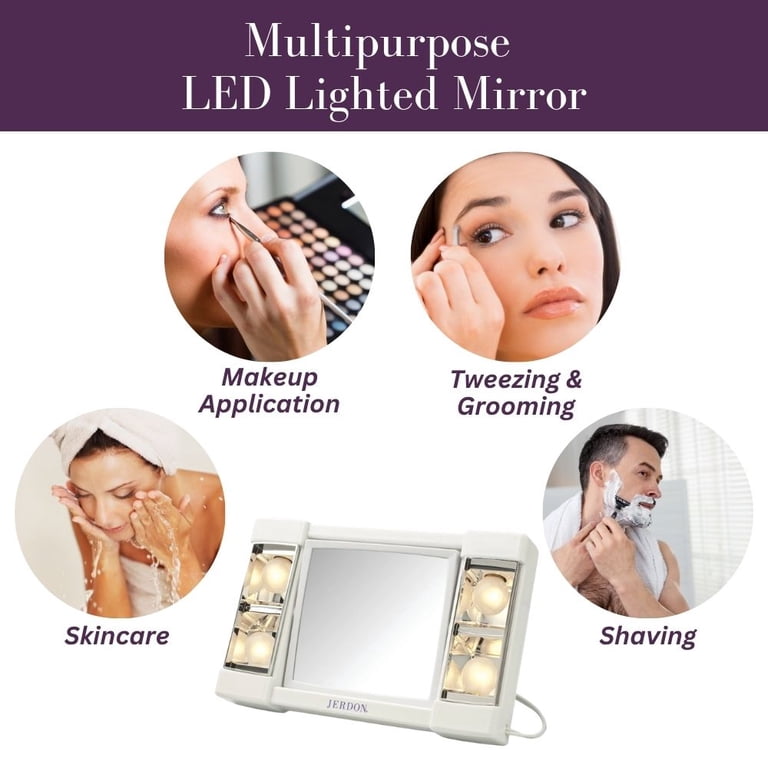 Jerdon Go Lightly Makeup Mirror with Lights, 3X-1X photo 7