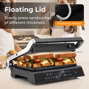 Costway Electric Panini Press Grill Sandwich Maker with LED Display & Removable Drip Tray