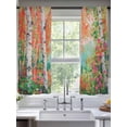 thumbnail image 2 of Oil Painting Sheer Curtains 72 Inch Length 2 Panels Set, Modern Abstract Art Summer Tree Leaves Green Pink Voile Window Treatment Curtains Sheers Drapes for Bedroom/Living Room/Kitchen 52"x72"x2, 2 of 7