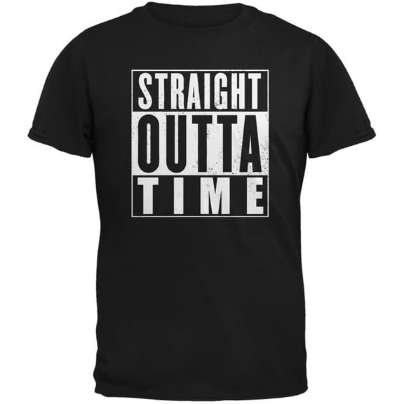 Straight Outta Time Black Adult T-Shirt - 2X-Large