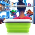 thumbnail image 4 of Lunch Box 600ml Silicone Collapsible Portable Lunch Box Bowl Folding Food Storage Container(Green), 4 of 7