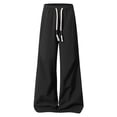 thumbnail image 4 of Hurxie Mens Baggy Sweatpants Casual Pants Elastic Drawstring Waist with Pockets Loose Fit Wide Leg Joggers Black,5XL, 4 of 7