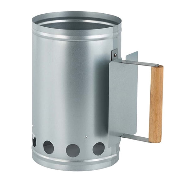 OIUR Charcoal Chimneys Starter with Wooden Handle Heavy-Duty Steel Wire Base Chimneys Starter for Charcoal Grill And BBQ