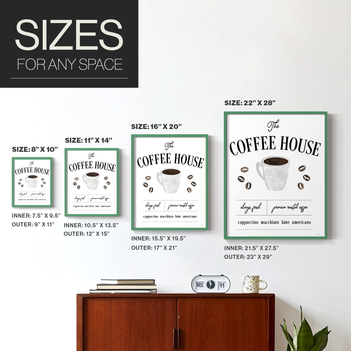 Always Fresh Coffee House in Paper Solid Wood 8 x 10 Framed Print