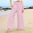thumbnail image 2 of Nestiefly Girls' Gingham striped Pants Wide Leg High Waist Elastic Waist Casual Loose Trendy Beach Vacation Plaid Trousers with Pockets Pink 120, 2 of 8