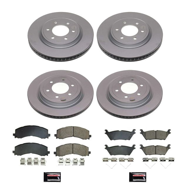 PowerStop Front and Rear Geomet Coated Brake Rotor and Pad Kit Fits: FORD Select Models CRK8804