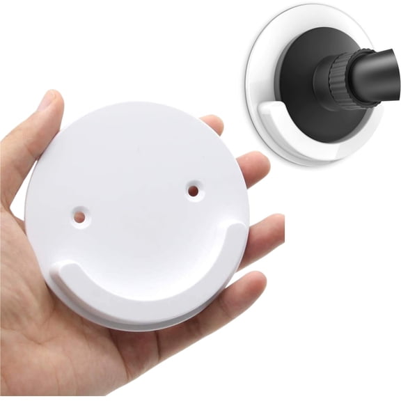 2pcs Shower Curtain Rod Holders for Wall, Adhesive Tension Rod Retainer 3/5 Deep Support Brackets with Tape for No Drilling Quick Mount and Screws