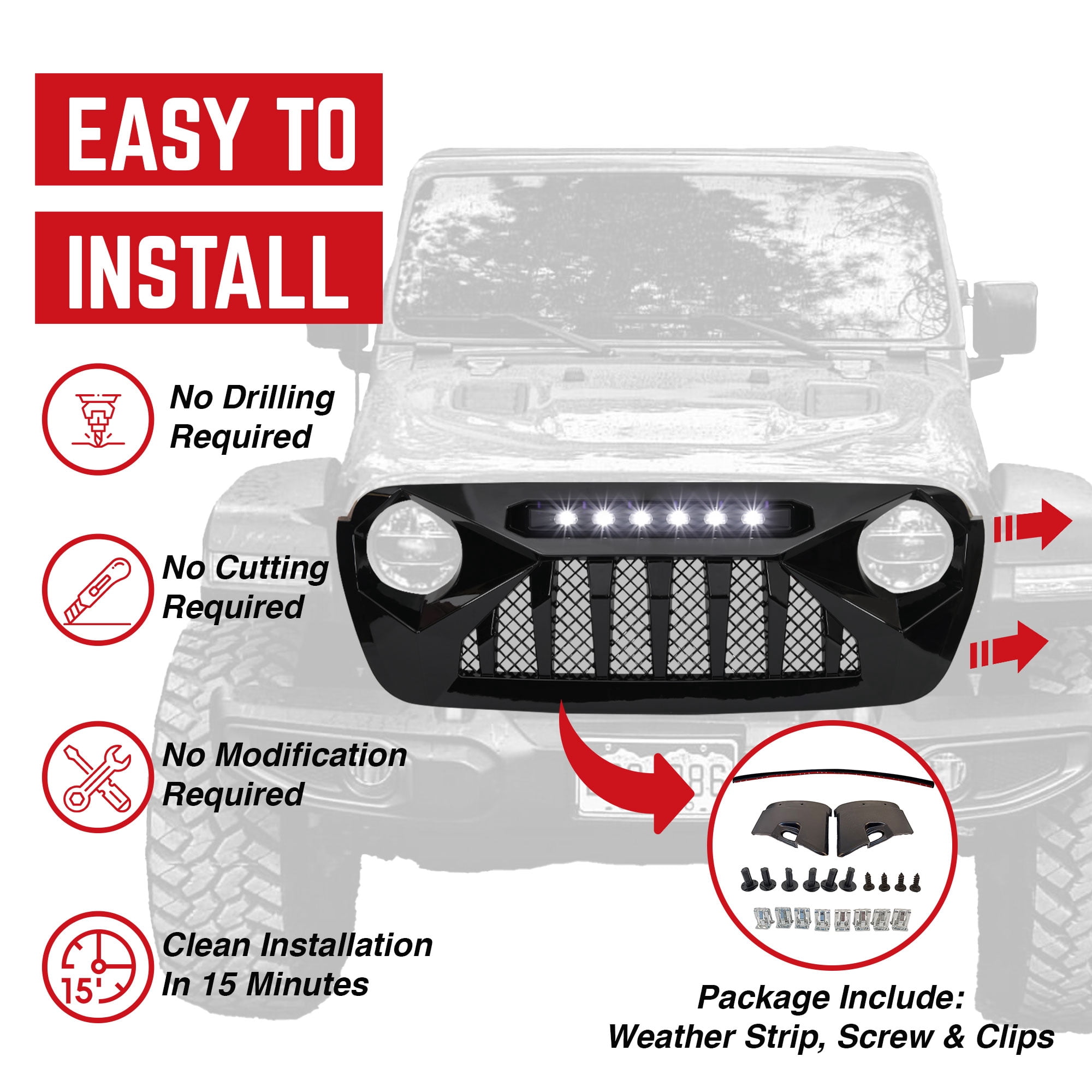 AMERICAN MODIFIED Shark Grille for 2018+ Wrangler JL & 2020+ Gladiator JT