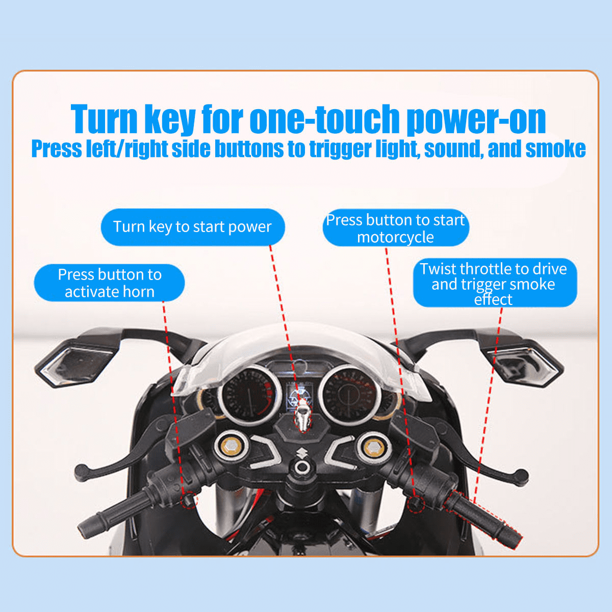 1/6 Scale Alloy Dynamic RC Motorcycle, Realistic Simulation Sports RC Dirt Bike with Ignition Sound, Exhaust Smoke Effects & Light-Up Functions for Adults