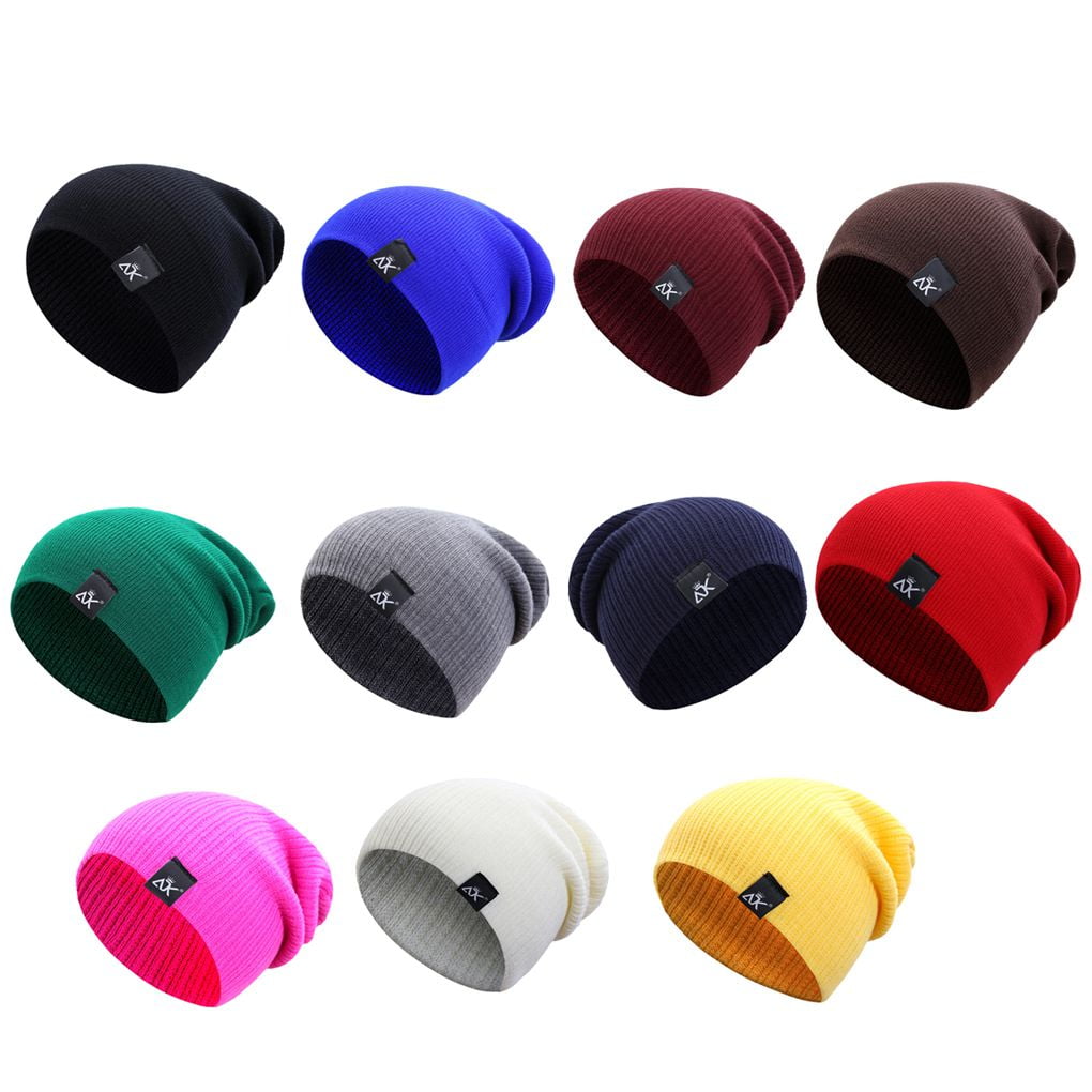 Bonnets Unisexes Couleur Unie Bonnets Tricotés D'Hiver Hip-hop à Pression Chapeau De Ski Chaud Pour Hommes Et Femmes Chapeau Extérieur Unisexe