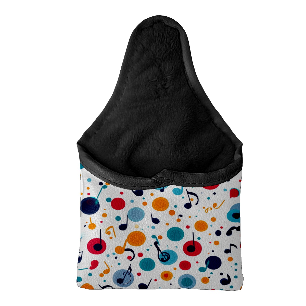 Golf Mallet Putter Cover Premium Leather Waterproof Golf Putter Head Cover with Magnetic Closure Musical Note Pattern