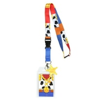Disney Toy Story Cowboy Woody Lanyard with Clear ID Badge Holder and 2" Sheriff Badge Rubber Charm