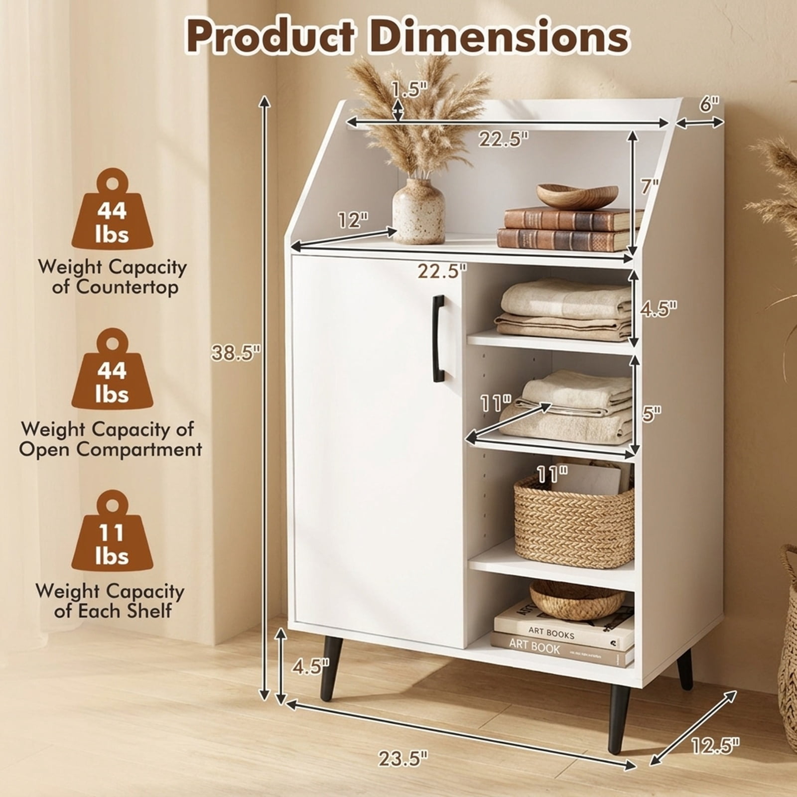 Furnibear Shoe Storage Cabinet with 2 Tier Open Compartment and 4 Tier Adjustable Shelf for Entryway Living Room Closet Bedroom, White
