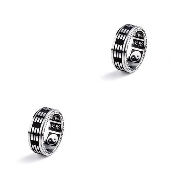 Qarigey Anillo Vintage taoísmo anillos de banda giratoria ancho titanio acero hombre Mantra encanto pareja amante regalos accesorios para Type4 NO4