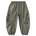 thumbnail image 2 of Boys Cargo Jogger Pants Korean Style | Elastic Waist Athletic Sweatpants for Kids Toddler | Casual Loose Fit Joggers for Play, School, Outdoor(Grey,2-3 Years), 2 of 6