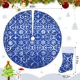 thumbnail image 2 of TEAMD 48" Christmas Tree Skirt and Socks Set Blue Xmas Tree Skirt with Silver Snowflake Sequin for Merry Christmas Party Ornaments and Holiday Decorations, 2 of 7