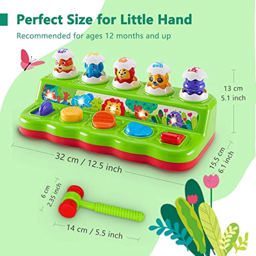 1 Year Old Toys for Boys Girls Birthday Gift,Cause and Effect Animal Pop Up Toy with Music and Light for Toddlers 1-3,Preschool Learning Educational Toys Easter Gifts for babies 6-12 months